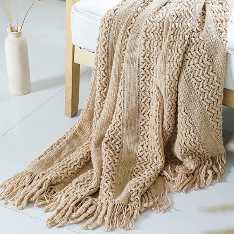 Wool Blanket Herringbone - Coperta Nordica all'Uncinetto Color Kaki con