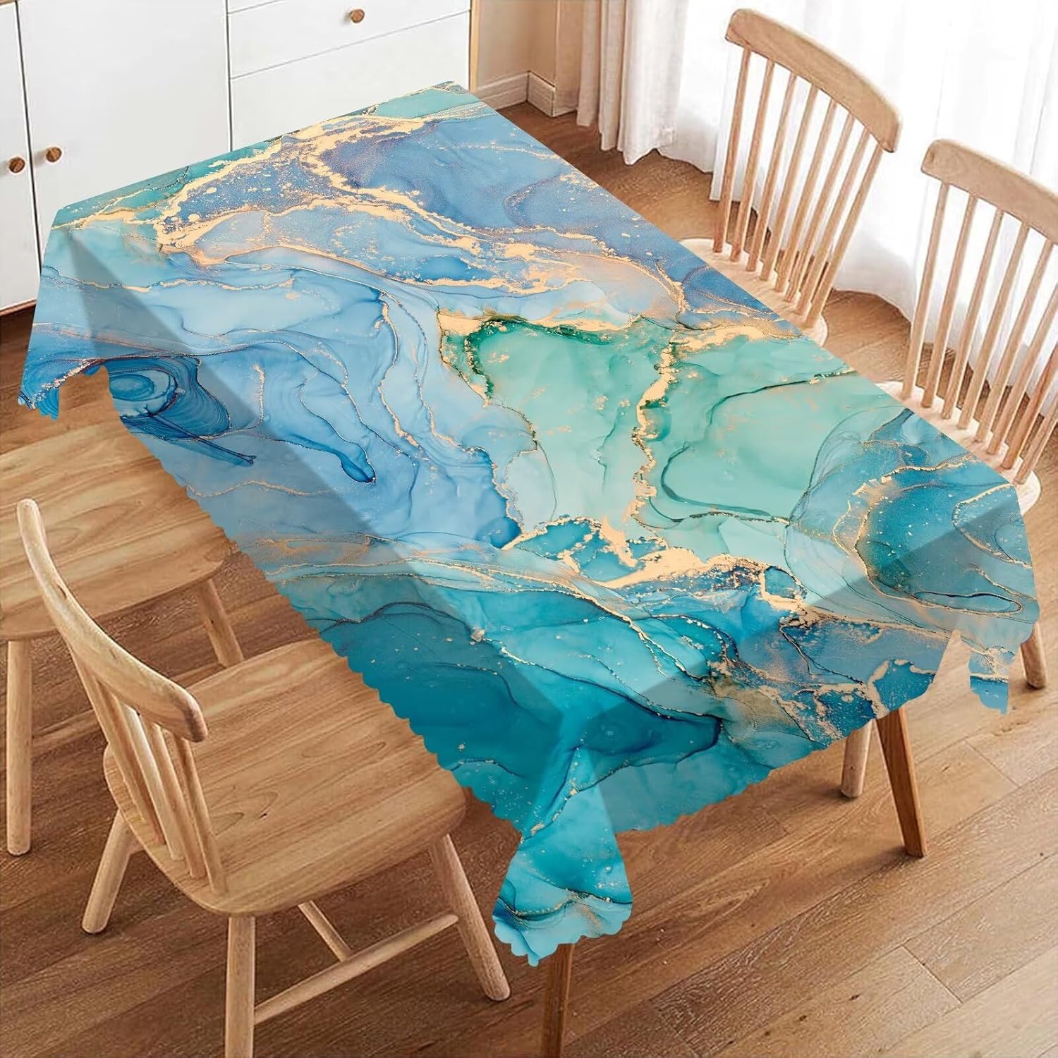 Home Textiles Premium - Lussuosa Tovaglia in Marmo Teal, Copritavolo