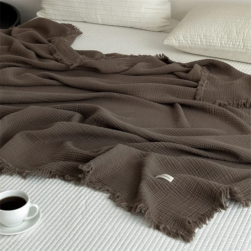 Wool Blanket Herringbone - Coperta in tinta unita con nappe,